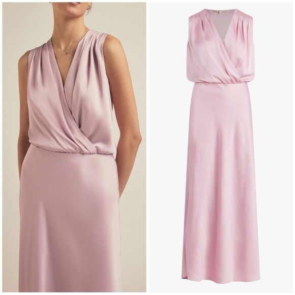 New Favorite Daughter Sleeveless Nita Dress Pastel Lavender Satin Maxi Sz M - Picture 2 of 11